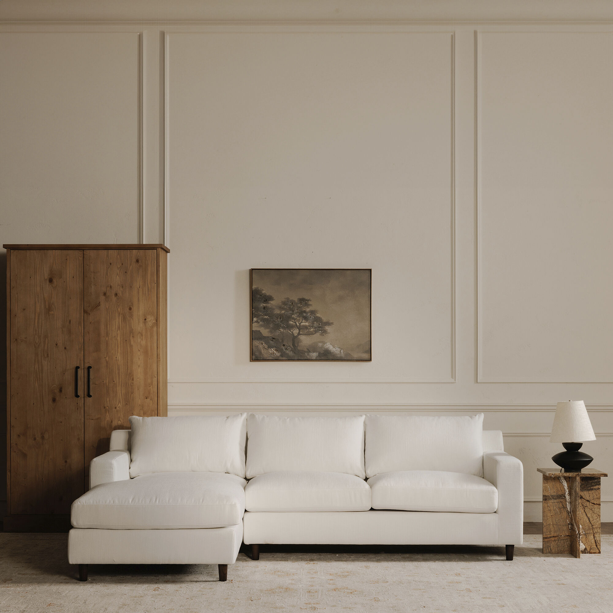 Hutton White Sectional, Left