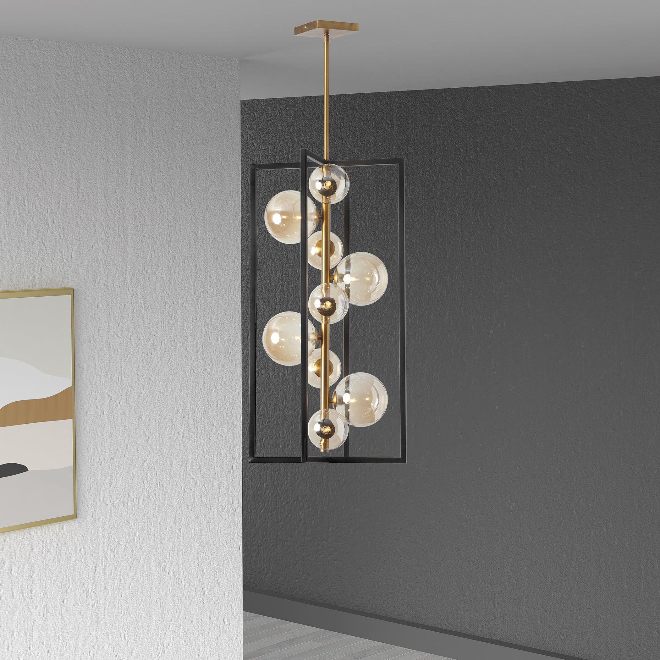 Glasgow 9 Light 15.75 inch Matte Black with Vintage Bronze Pendant Ceiling Light