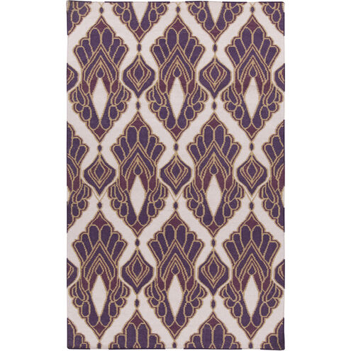 Voyages 66 X 42 inch Violet, Lilac, Khaki, Dark Purple Rug