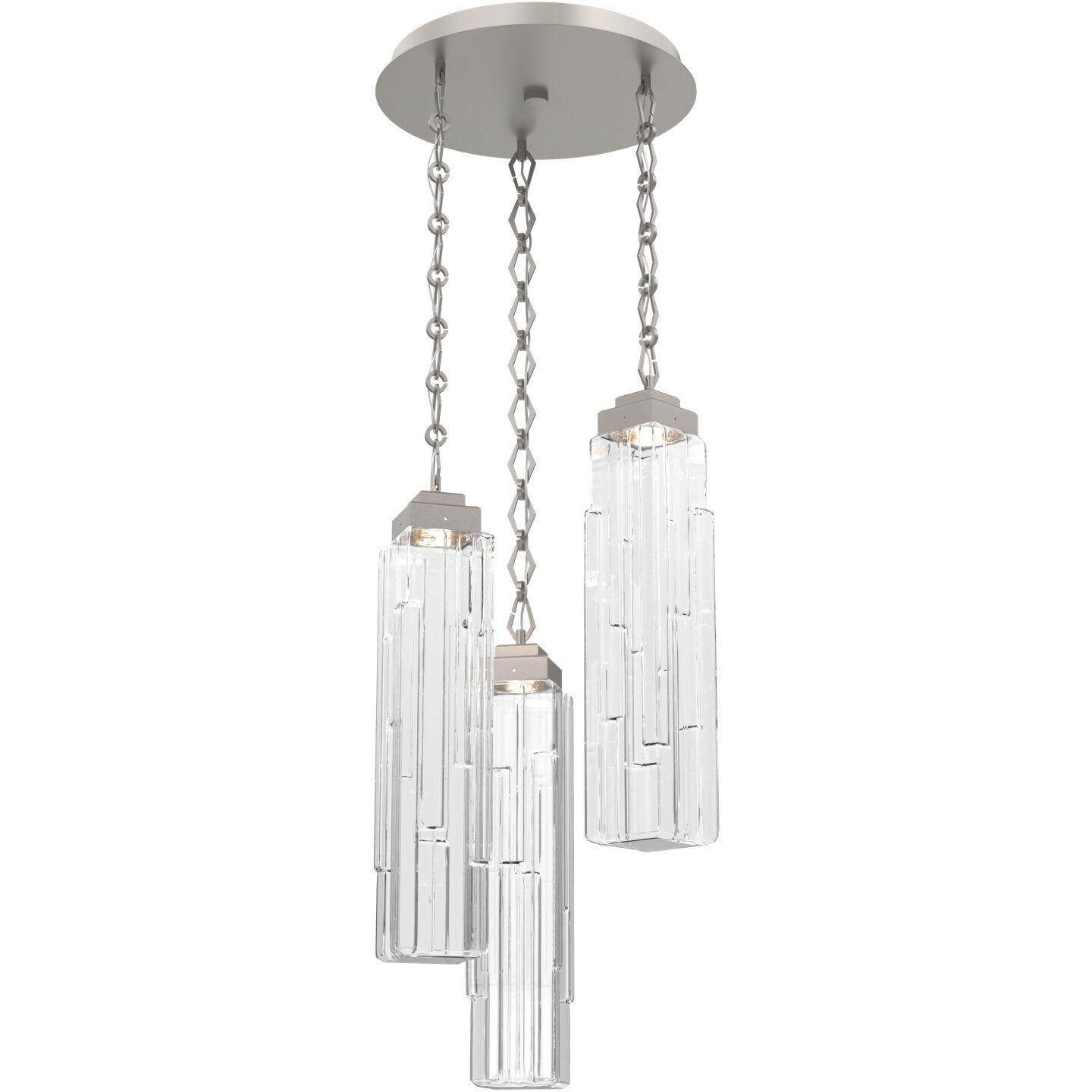 Ledgestone LED 18.3 inch Beige Silver Multi-Pendant Ceiling Light in 3000K LED, Diamond Chain