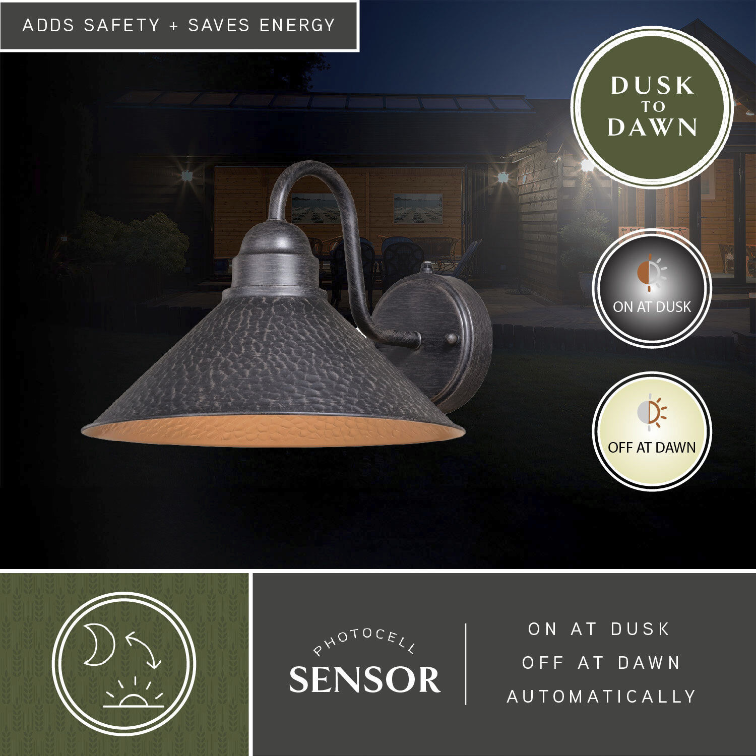 Outland LED 9 inch Aged Iron and Light Gold Outdoor Wall