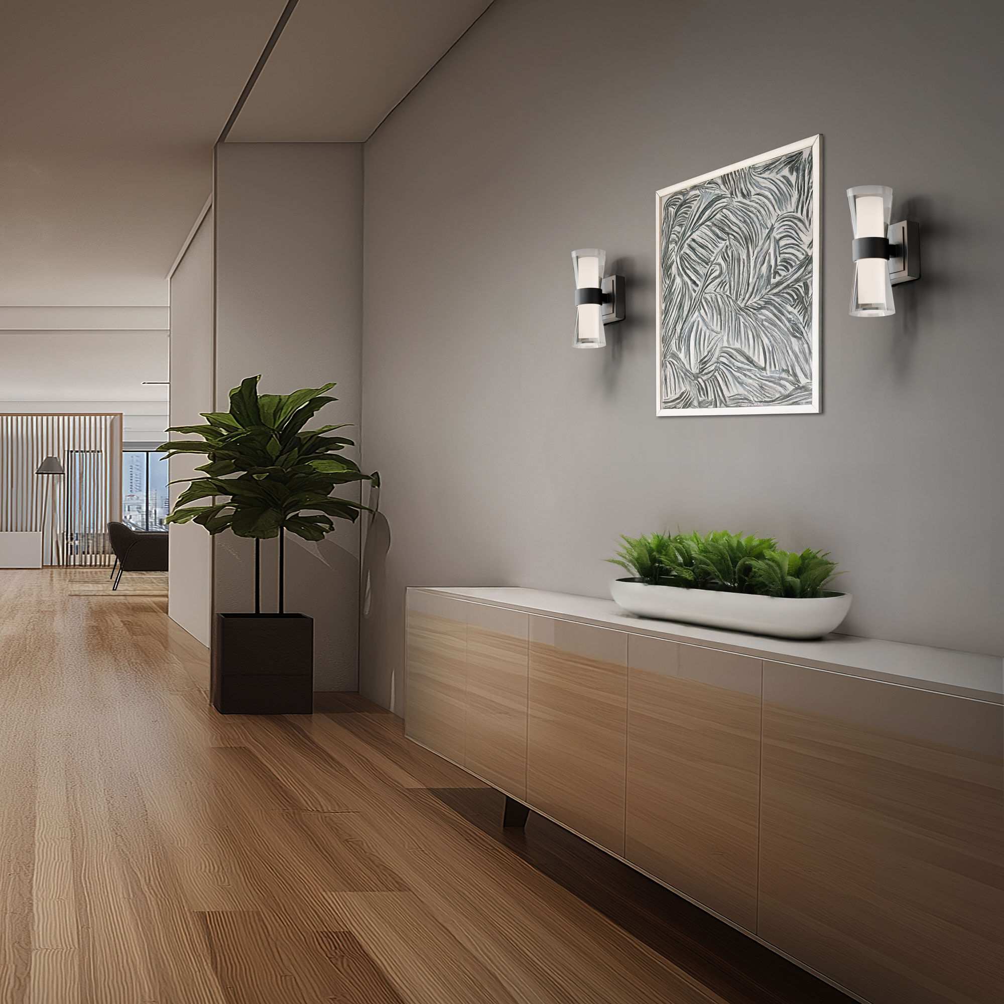 Hourglass LED 4.5 inch Brushed Nickel Bath Vanity & Wall Light in 2700K, dweLED