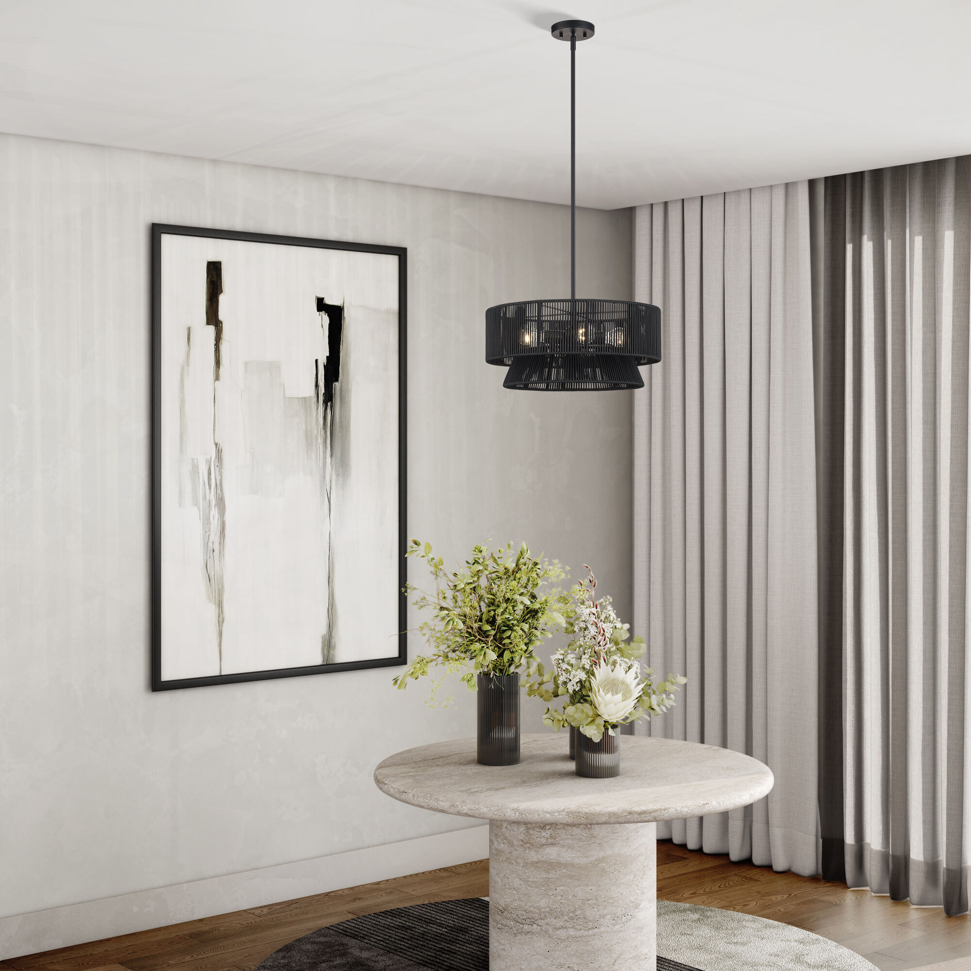 Florell 4 Light 20 inch Black Pendant Chandelier Ceiling Light