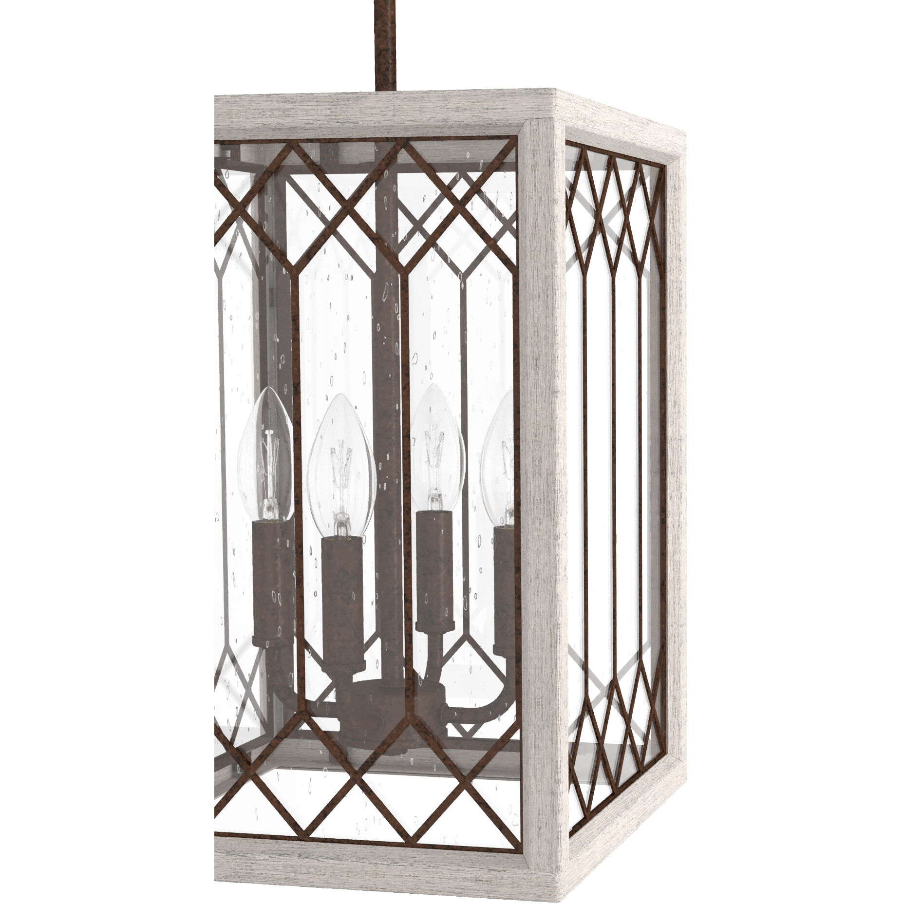 Chevron 4 Light 11 inch Textured Rust and Distressed White Lantern Pendant Ceiling Light, Small