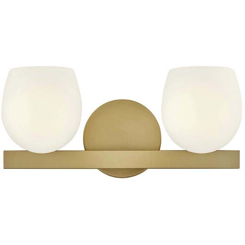 Mae 2 Light 15 inch Lacquered Brass Bath Light Wall Light