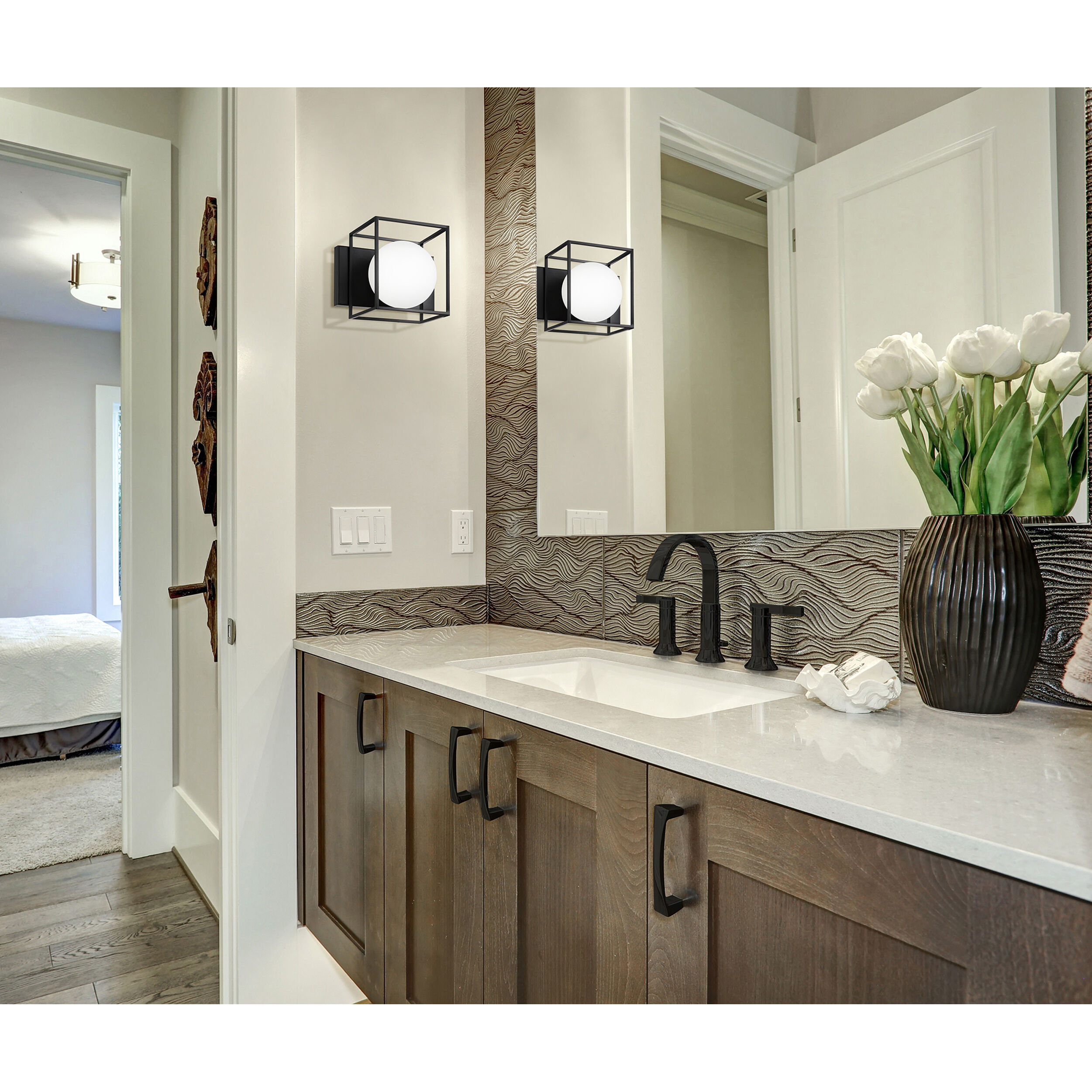 Grayson 1 Light 7.1 inch Matte Black Semi-Flush Mount Ceiling Light