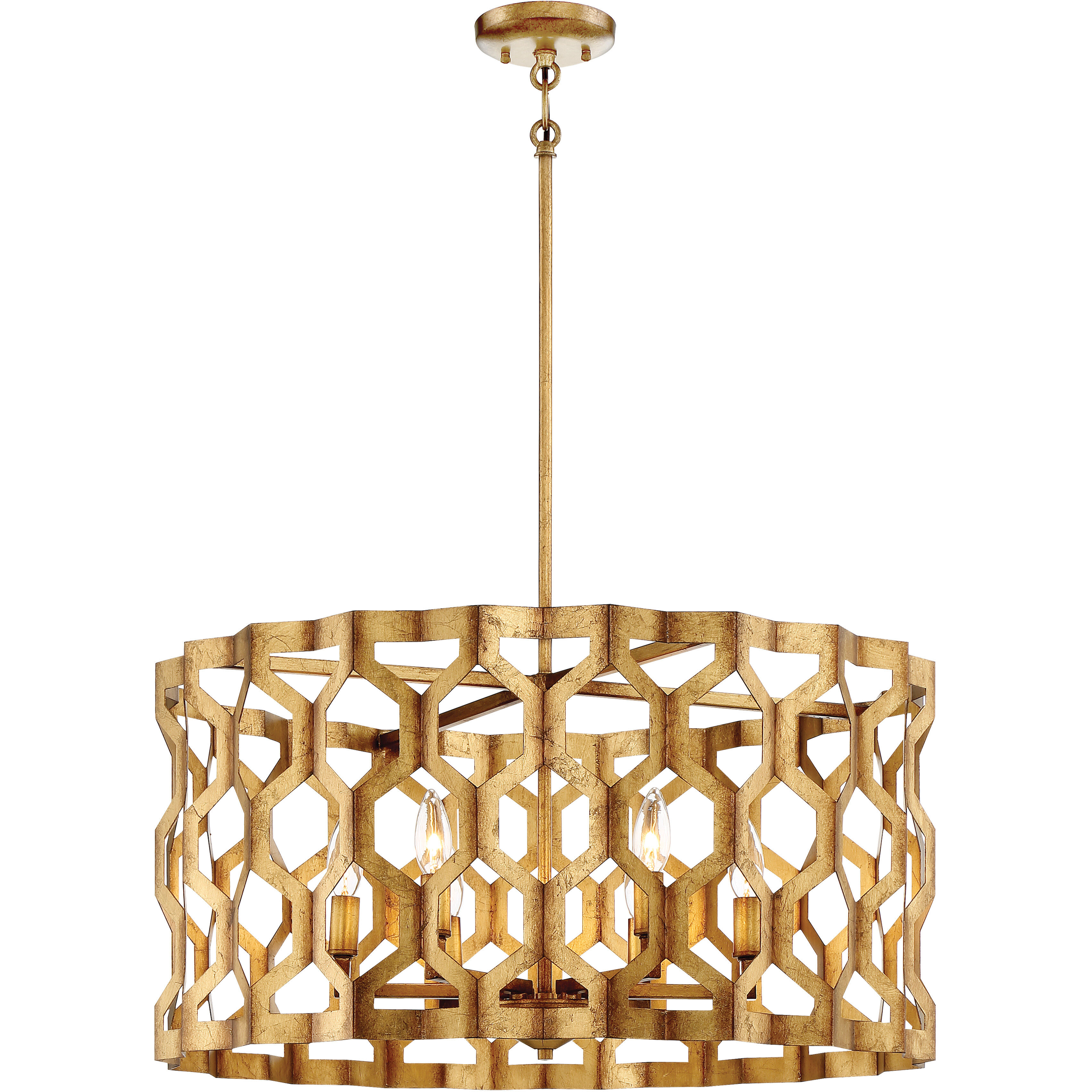 Coronade 6 Light 26 inch Pandora Gold Leaf Convertible Pendant Semi Flush Ceiling Light, Drum