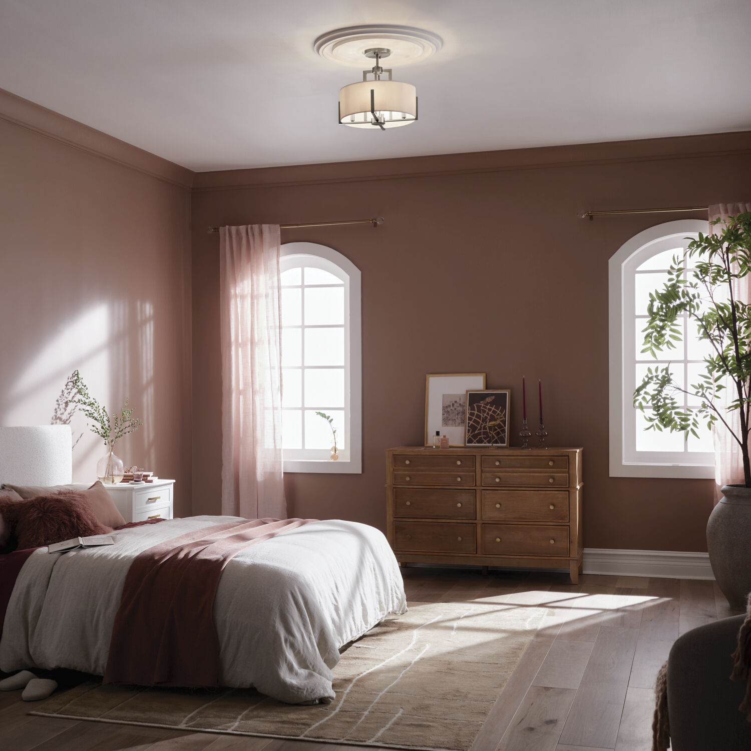 Malen LED 15.5 inch Classic Pewter Semi Flush Mount Ceiling Light