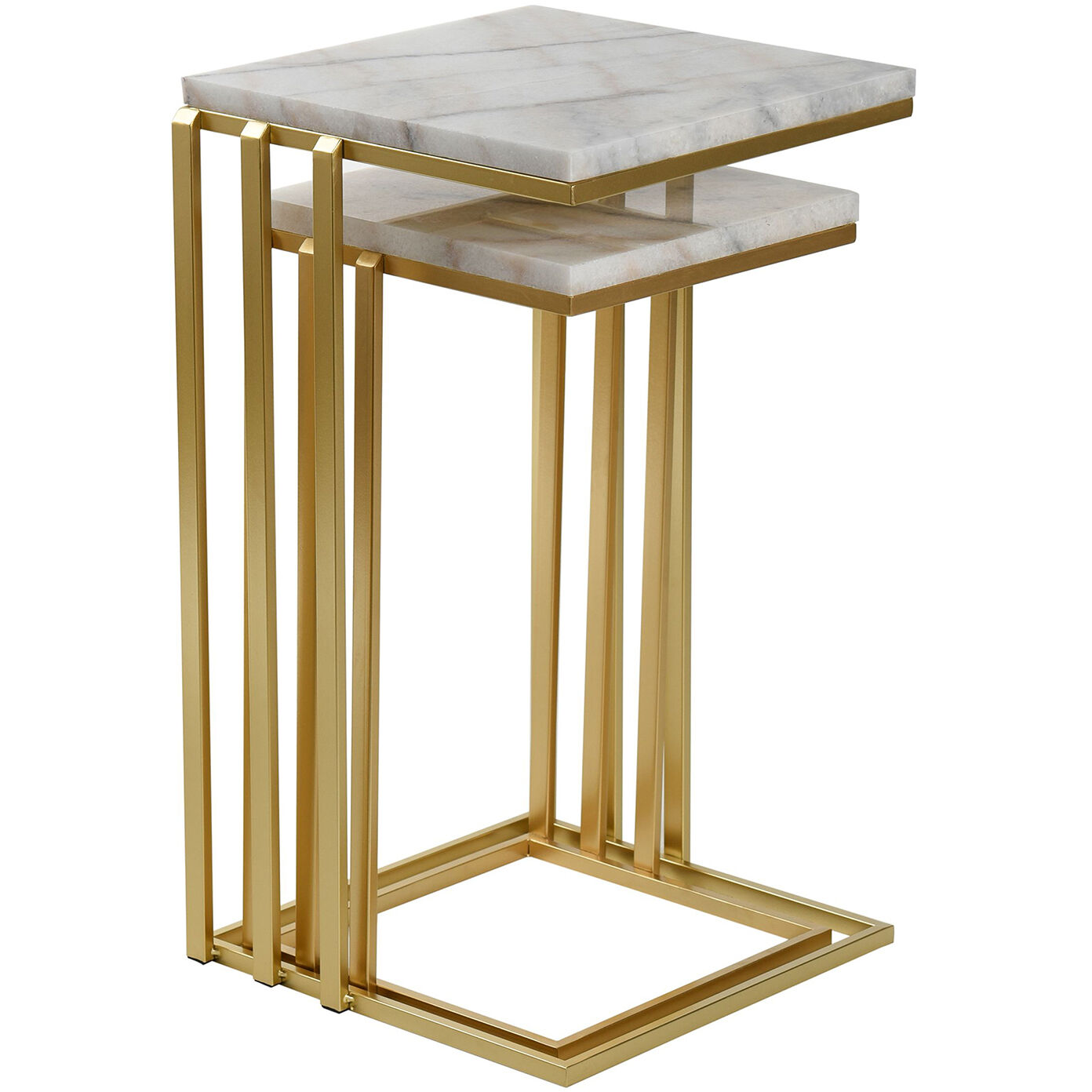 Marble Antique Gold and White End Table
