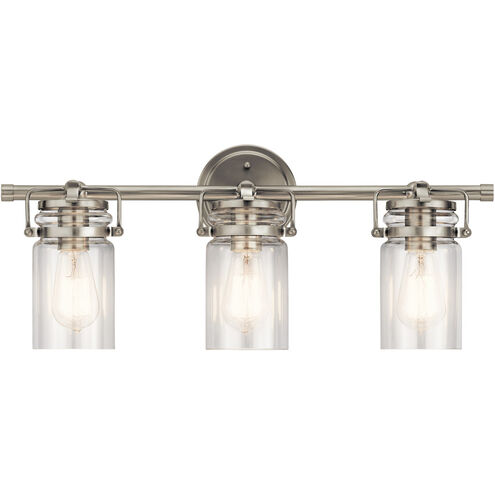 Brinley 3 Light 24 inch Brushed Nickel Wall Mt Bath 3 Arm Wall Light