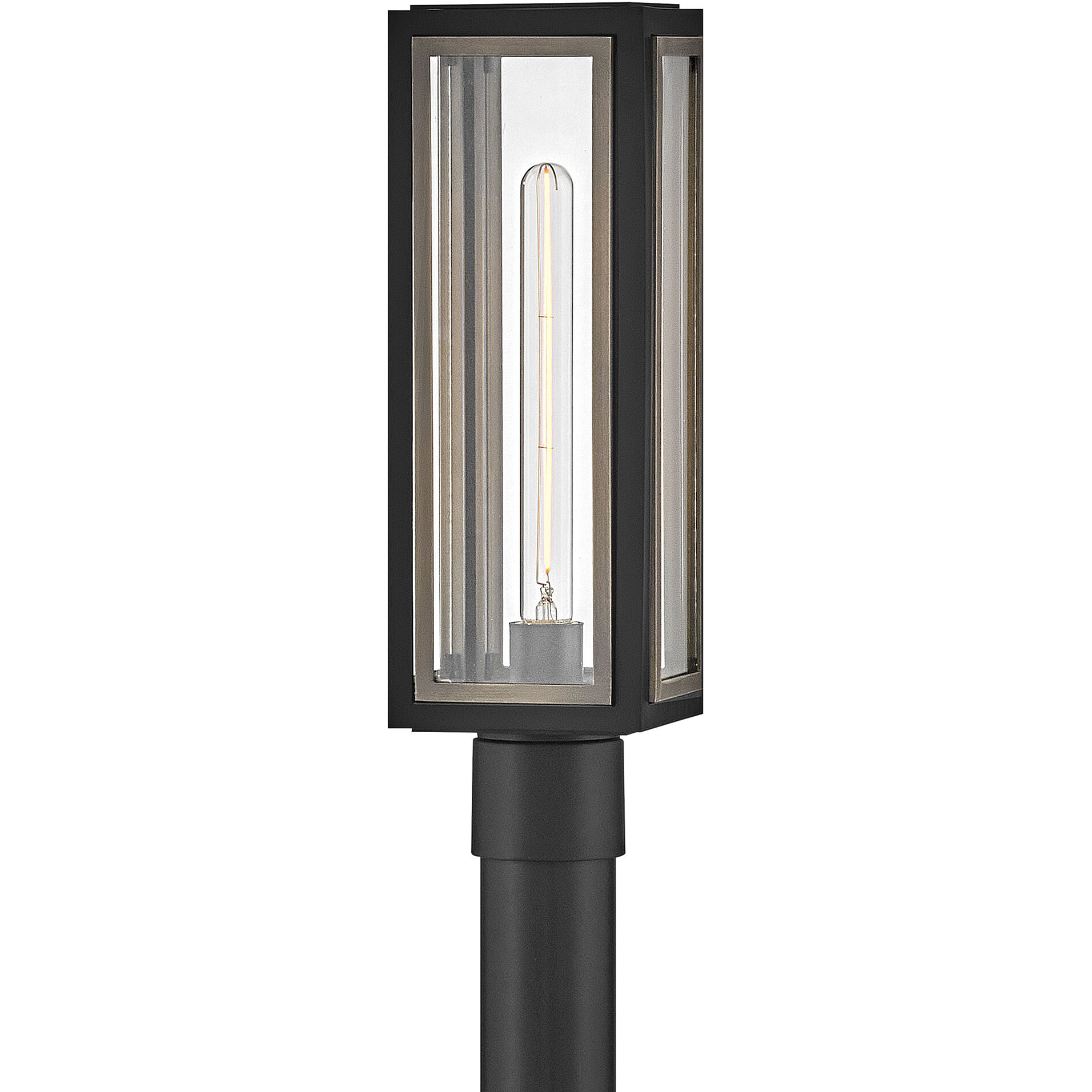 Shaw 1 Light 18 inch Black with Burnished Bronze Outdoor Post Mount Lantern