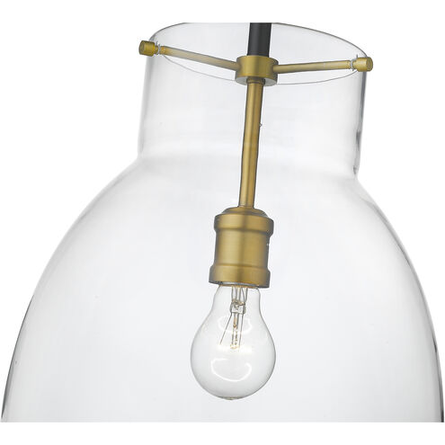 Bella 1 Light 12 inch Matte Black and Olde Brass Pendant Ceiling Light