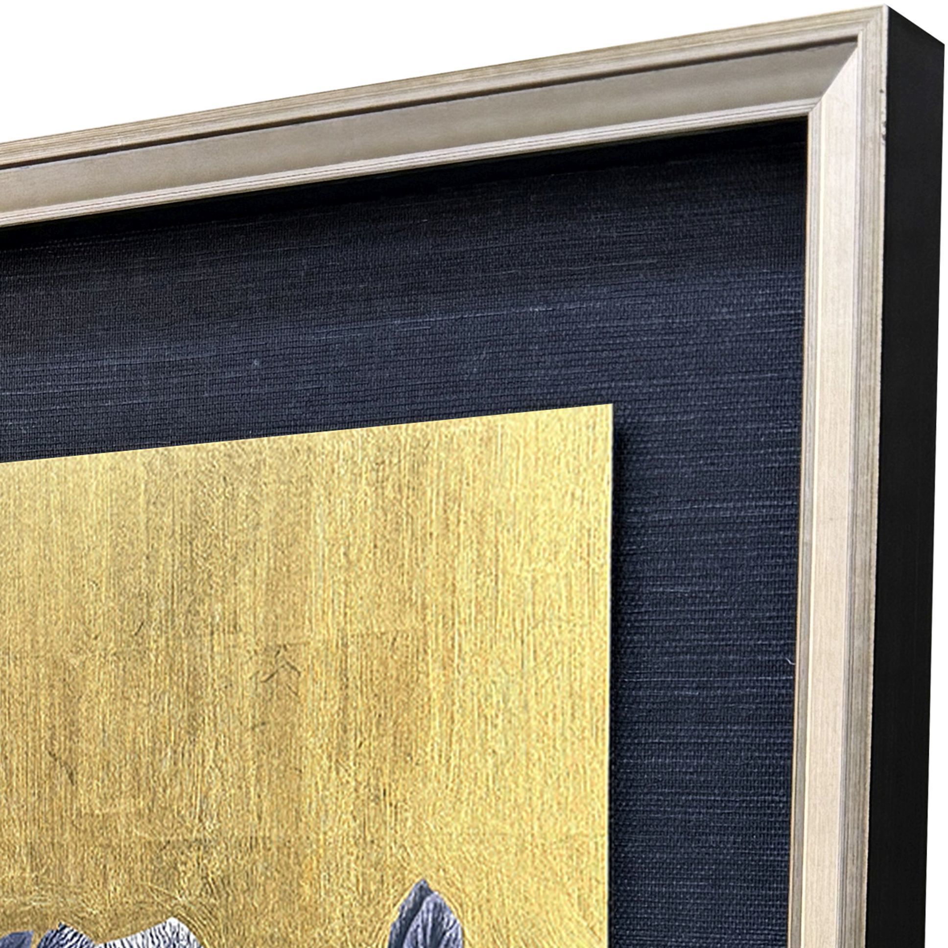 Blue Iris Blue and Metallic Framed Art, The Studio