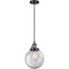 Franklin Restoration Beacon LED 8 inch Black Antique Brass Mini Pendant Ceiling Light in Clear