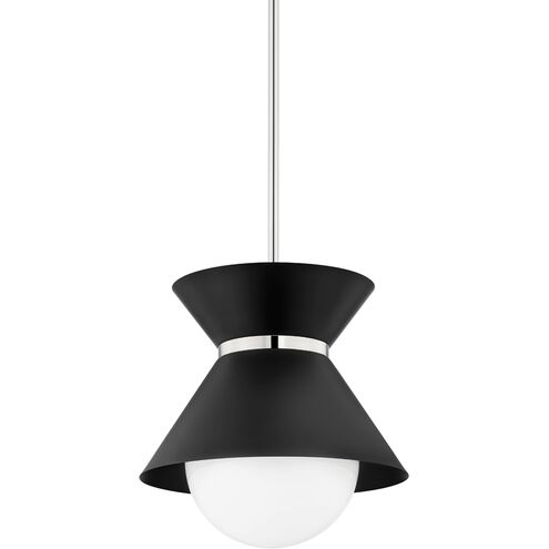 Scout 1 Light 15 inch Soft Black/Polished Nickel Pendant Ceiling Light, Small
