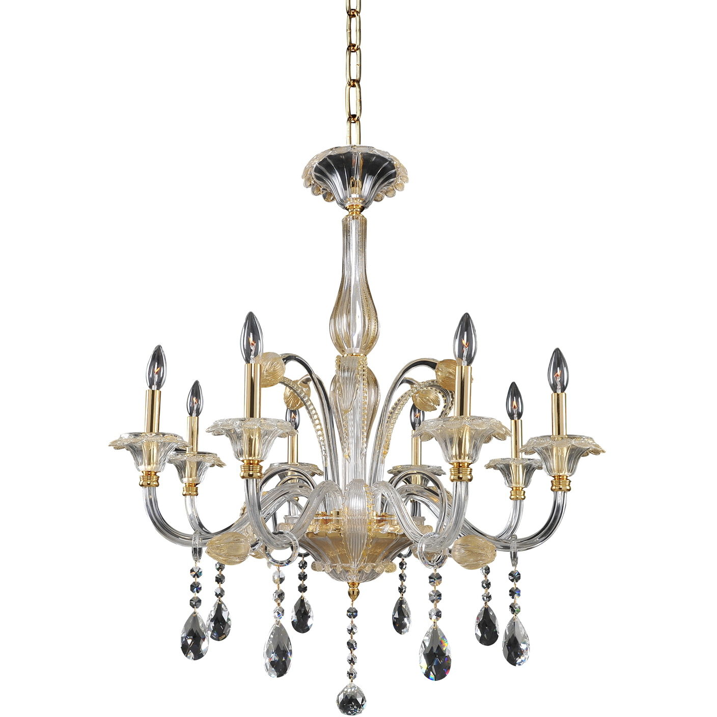 La Rosa 8 Light 32 inch 24K Gold Chandelier Ceiling Light