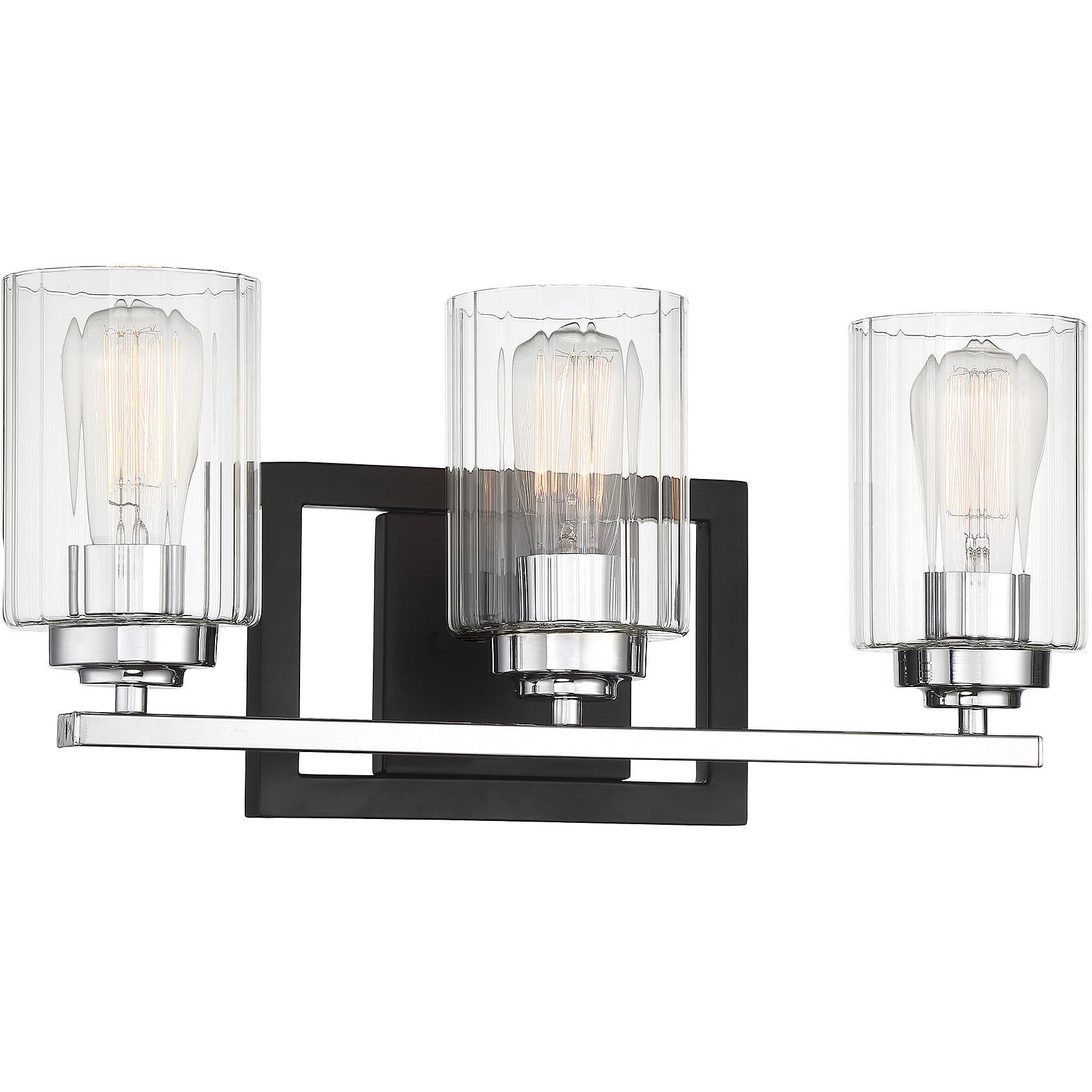 Redmond 3 Light 20 inch Matte Black with Polished Chrome Accents Bathroom Vanity Light Wall Light