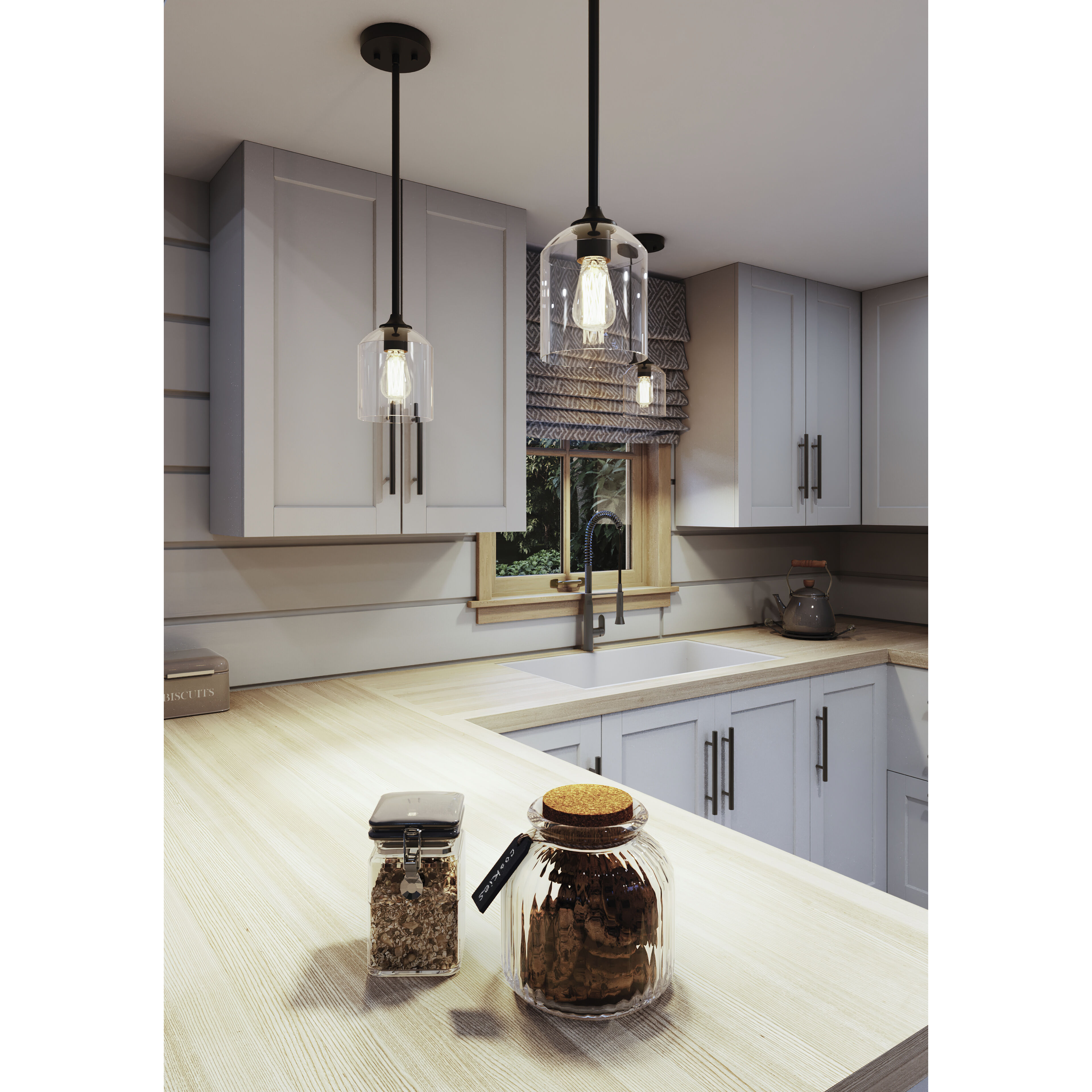 AFX WMMP06MBBK William 1 Light 6 inch Black Pendant Ceiling Light