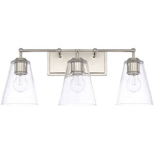 Murphy 3 Light 23.5 inch Polished Nickel Vanity Light Wall Light in Clear Seeded