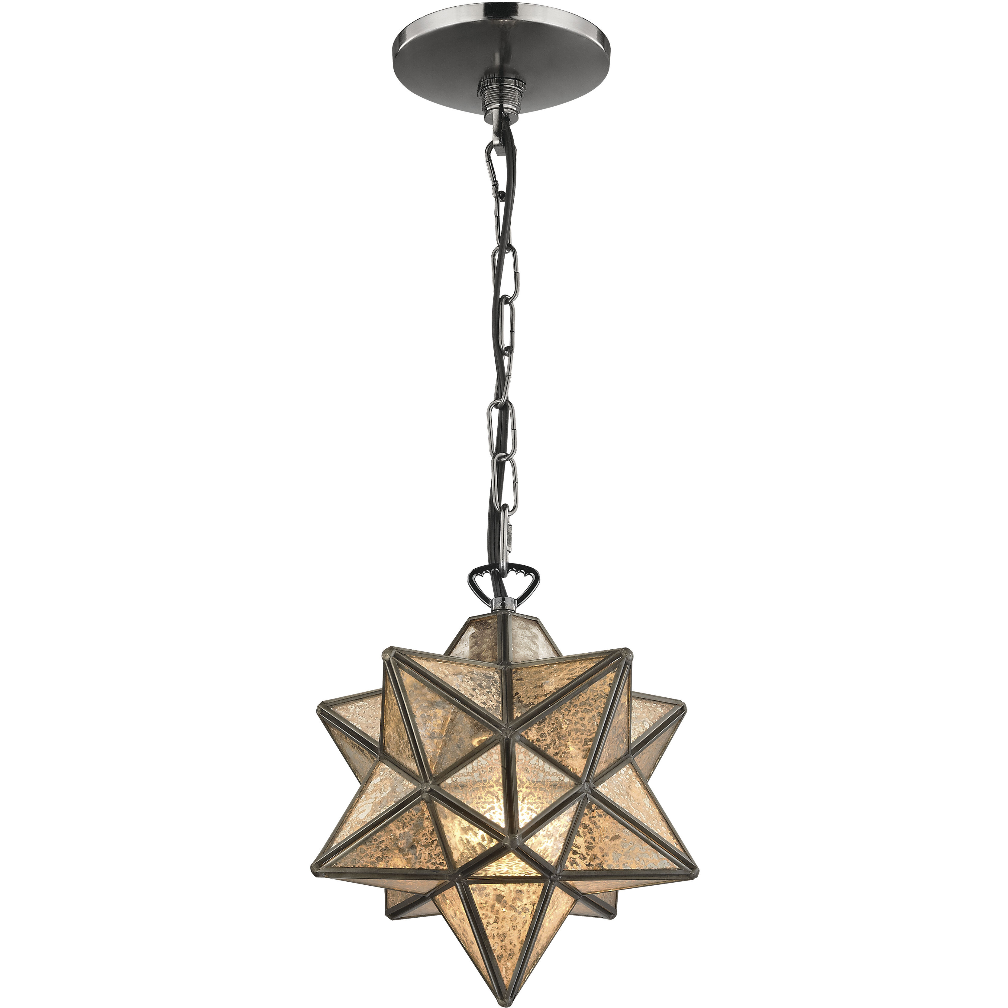 Moravian Star 1 Light 9 inch Oil Rubbed Bronze with Mercury Mini Pendant Ceiling Light