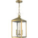 Nyack 3 Light 8.25 inch Antique Brass Outdoor Pendant Lantern