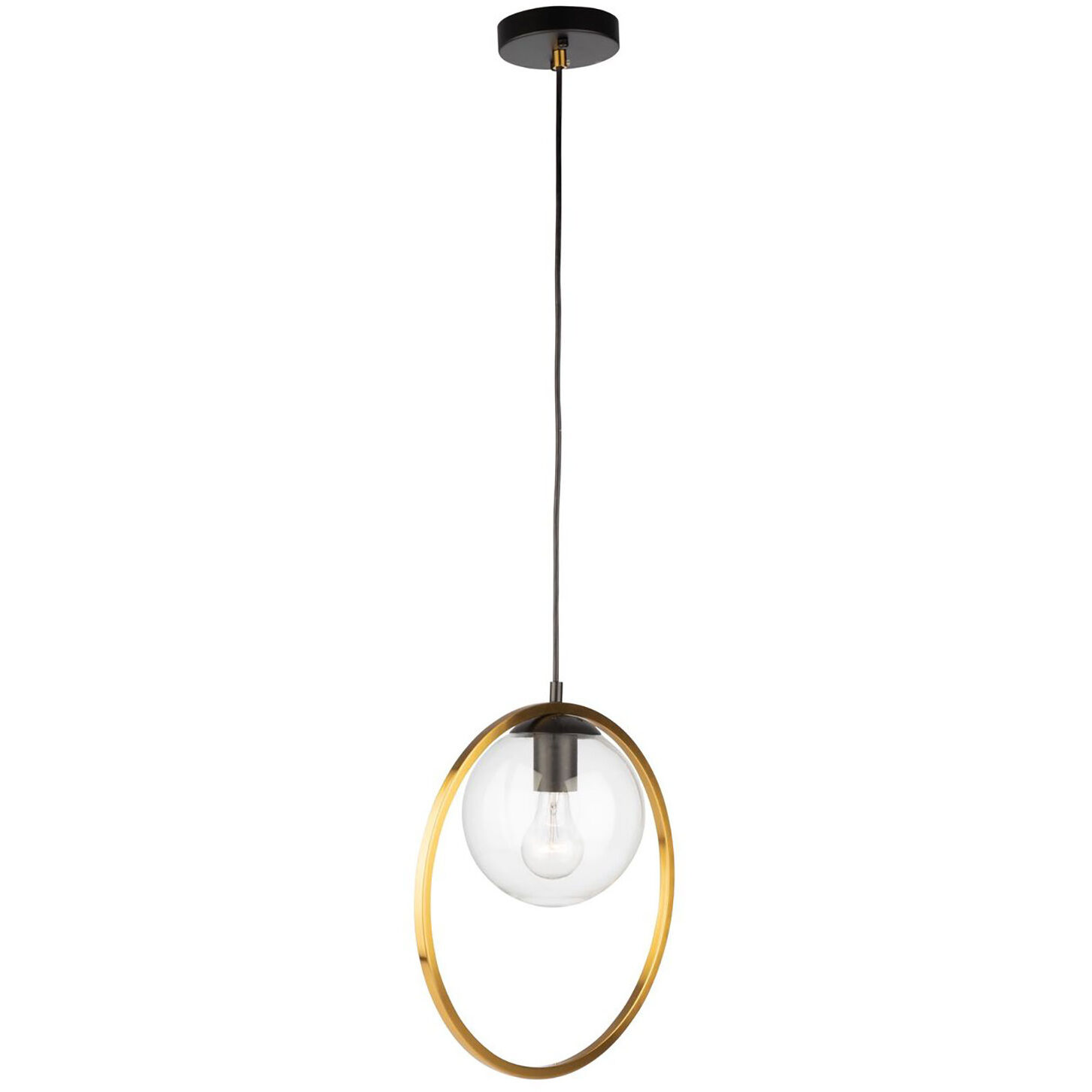 Lugano LED 14 inch Black and Vintage Brass Pendant Ceiling Light
