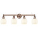 Edison White Venetian 4 Light 33 inch Antique Copper Bath Vanity Light Wall Light