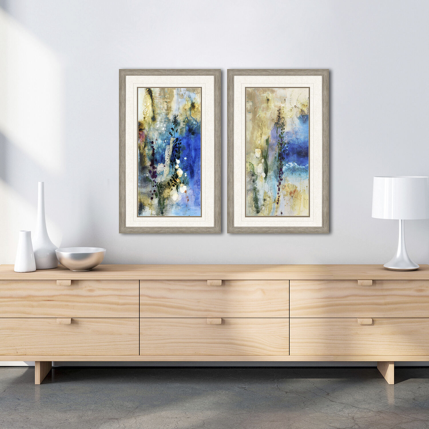 Abstract Blue and Brown and Purple Framed Art