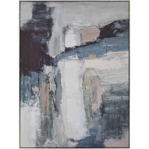 Shadow Abstract Off White with Dark Blue and Antique Gold Framed Wall Art