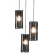 Textured Glass 3 Light 17.8 inch Graphite Multi-Pendant Ceiling Light
