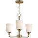 Hudson 3 Light 19.75 inch Natural Aged Brass Single-Tier Chandelier Ceiling Light in Satin White