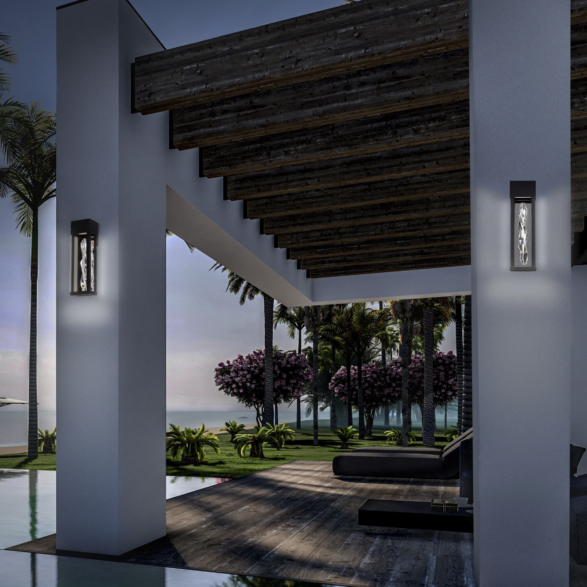 Polar LED 16 inch Black Outdoor Wall Light, Beyond