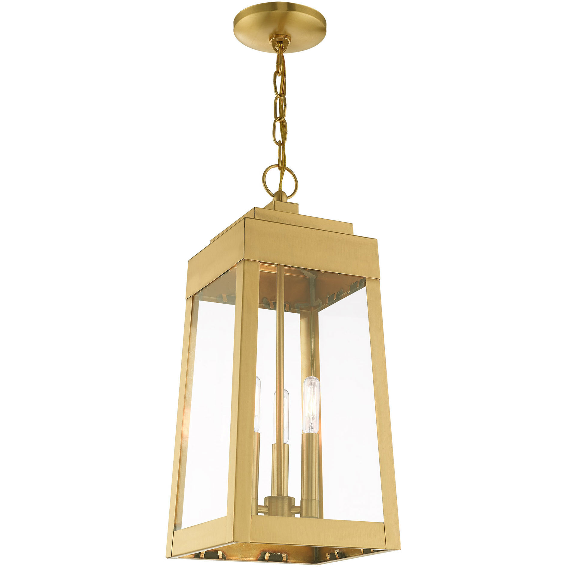 Oslo 3 Light 8 inch Satin Brass Outdoor Pendant Lantern