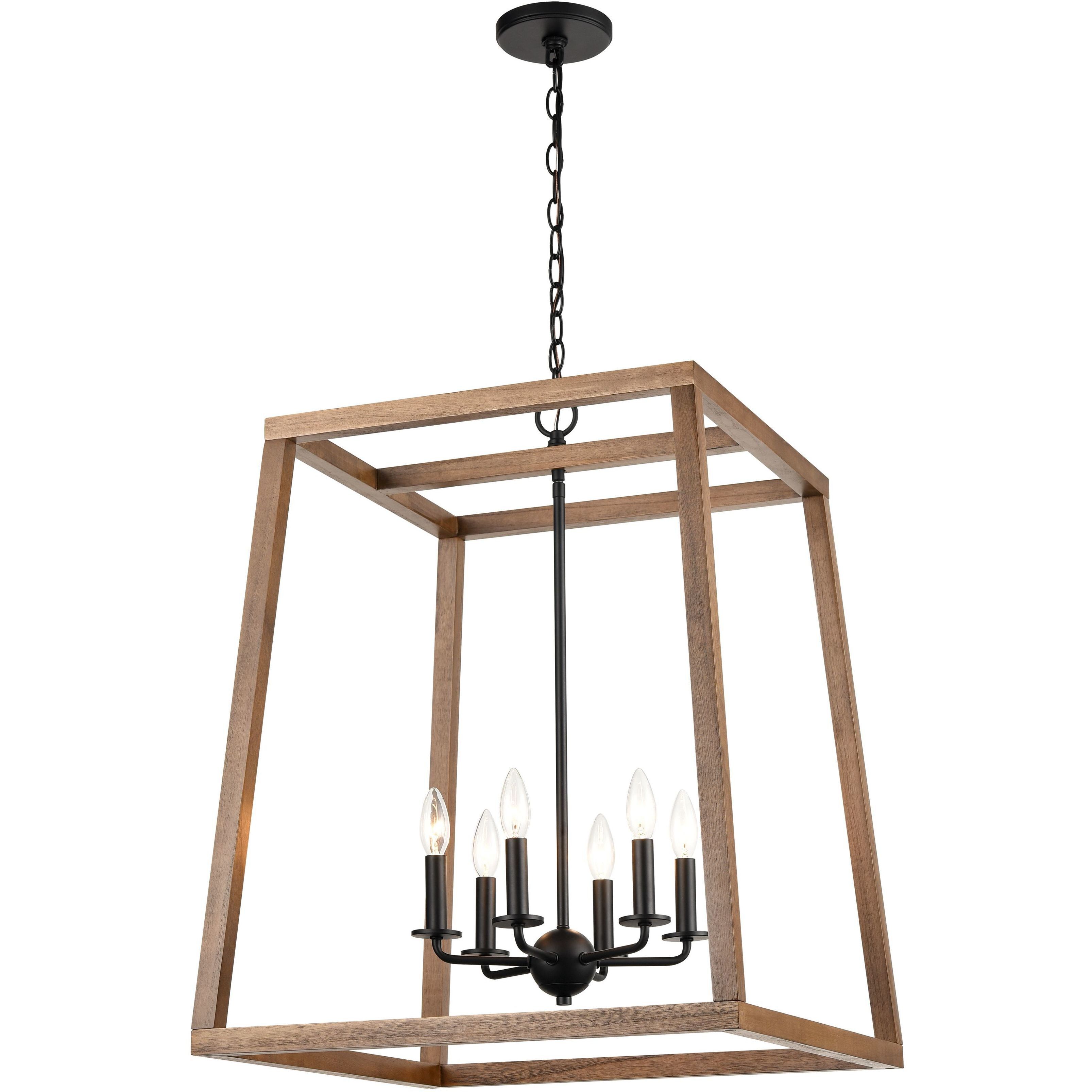 Barrow 6 Light 22 inch Brown with Matte Black Chandelier Ceiling Light