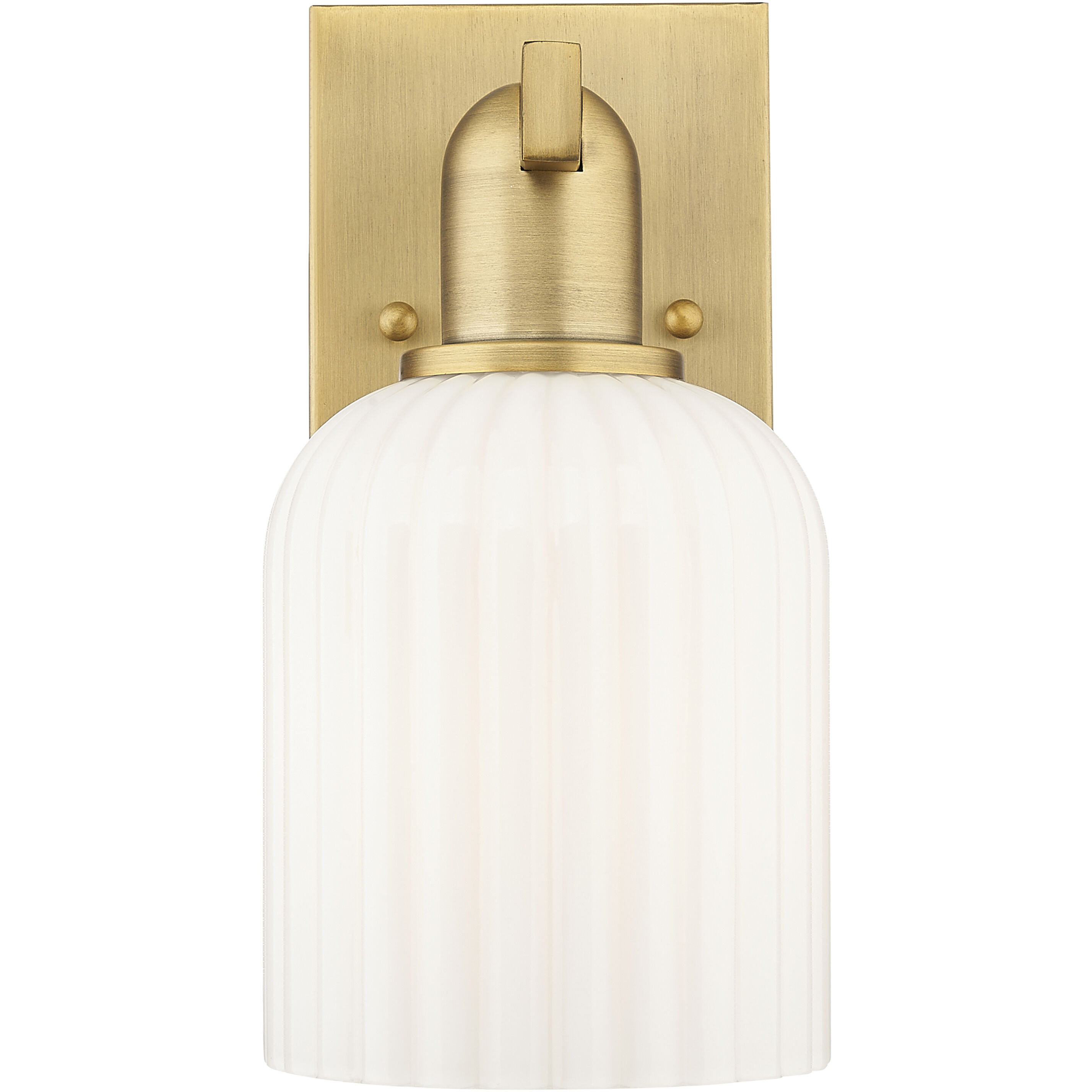 Bridal Veil Sconce Wall Light in Brushed Brass, Gloss White Glass