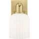 Bridal Veil Sconce Wall Light in Brushed Brass, Gloss White Glass