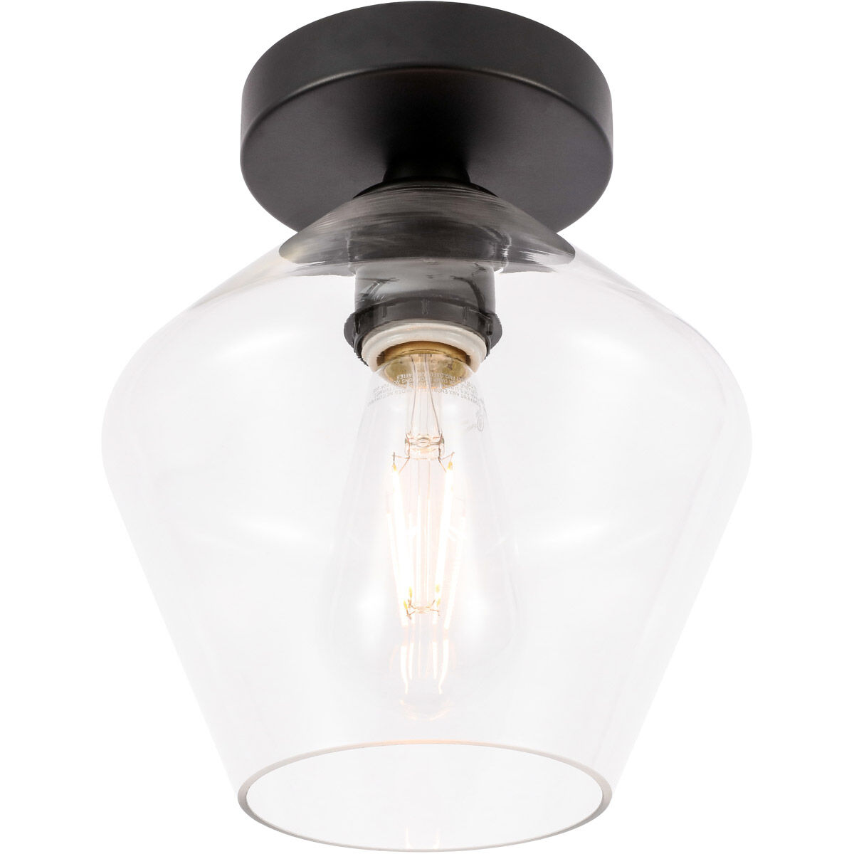 Gene 1 Light 8 inch Black Flush Mount Ceiling Light