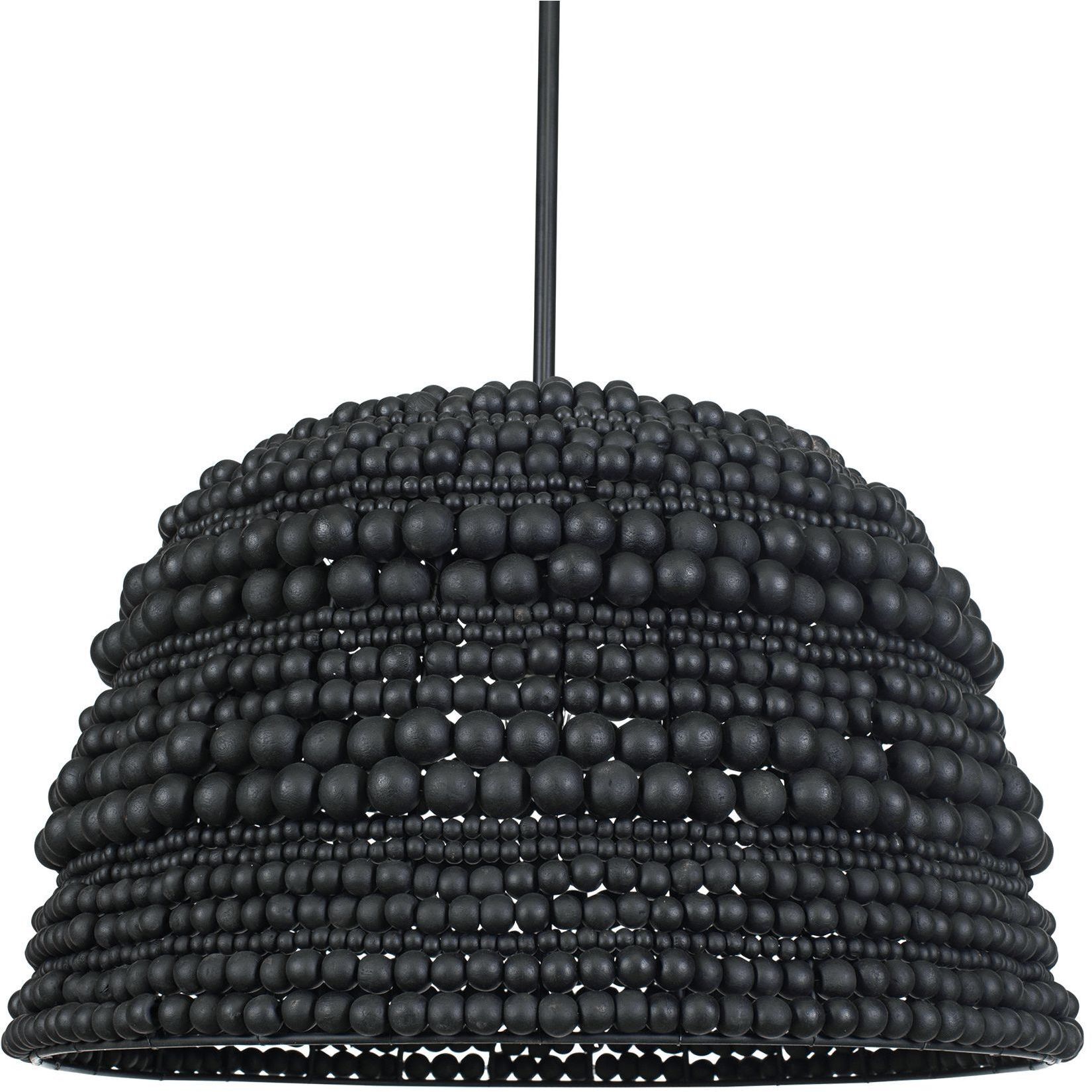 Persephone 1 Light 20.75 inch Black Wooden Beads and Matte Black Pendant Ceiling Light