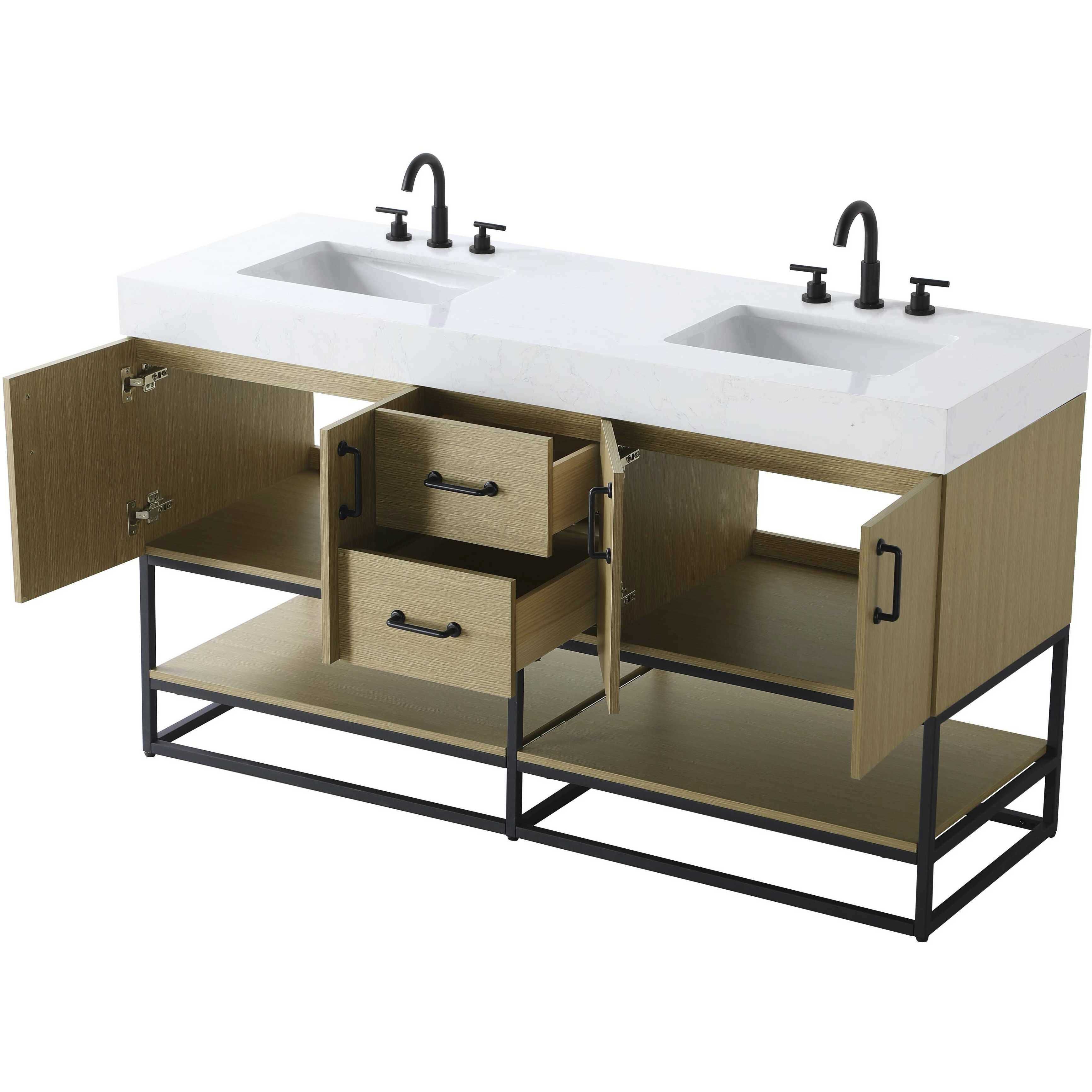 Caroline 60 X 34 inch Honey Brown Bathroom Vanity Cabinet