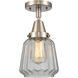 Franklin Restoration Chatham 1 Light 6 inch Brushed Satin Nickel Flush Mount Ceiling Light in Clear Glass