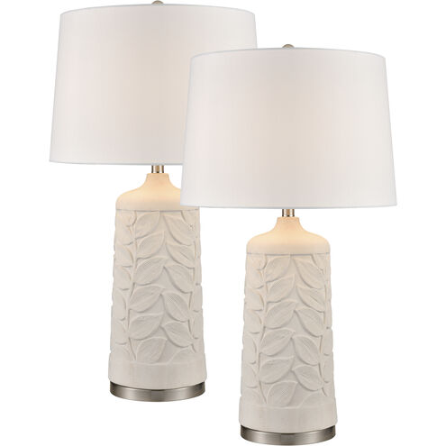 Penny 33 inch 150.00 watt White with Satin Nickel Table Lamp Portable Light, Set of 2