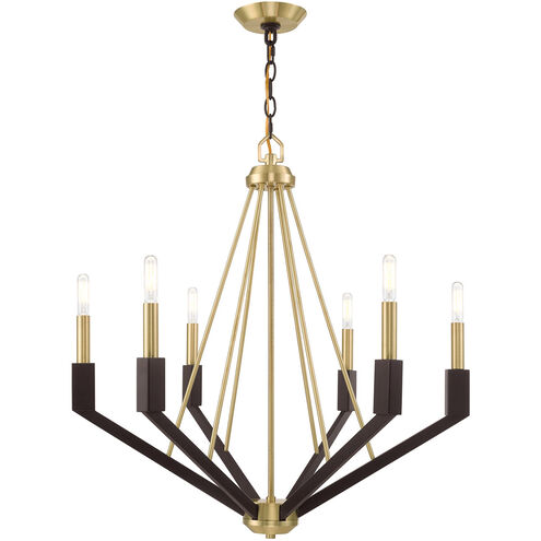 Beckett 6 Light 26 inch Satin Brass & Bronze Chandelier Ceiling Light
