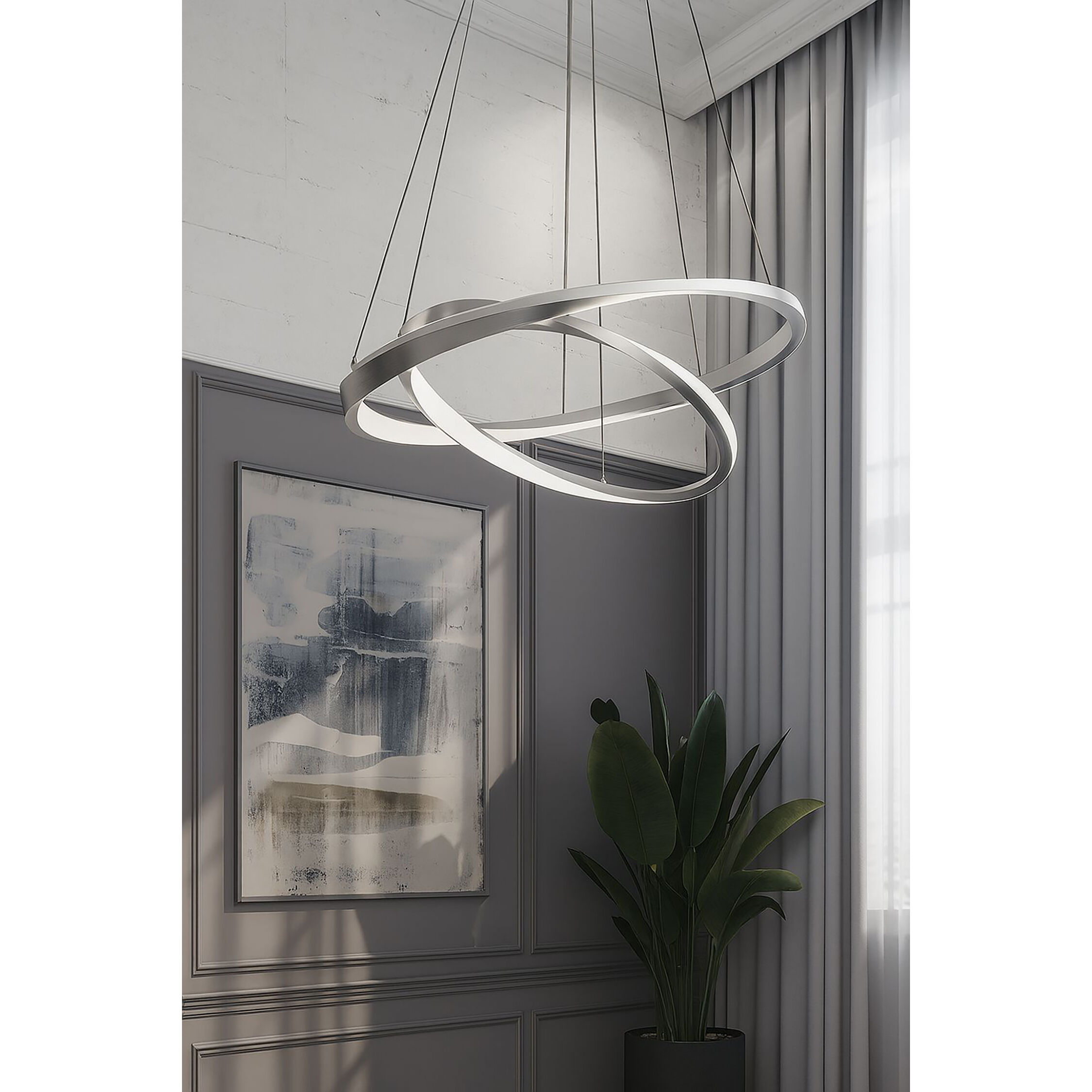 Oberon LED 40 inch Satin Nickel Pendant Ceiling Light