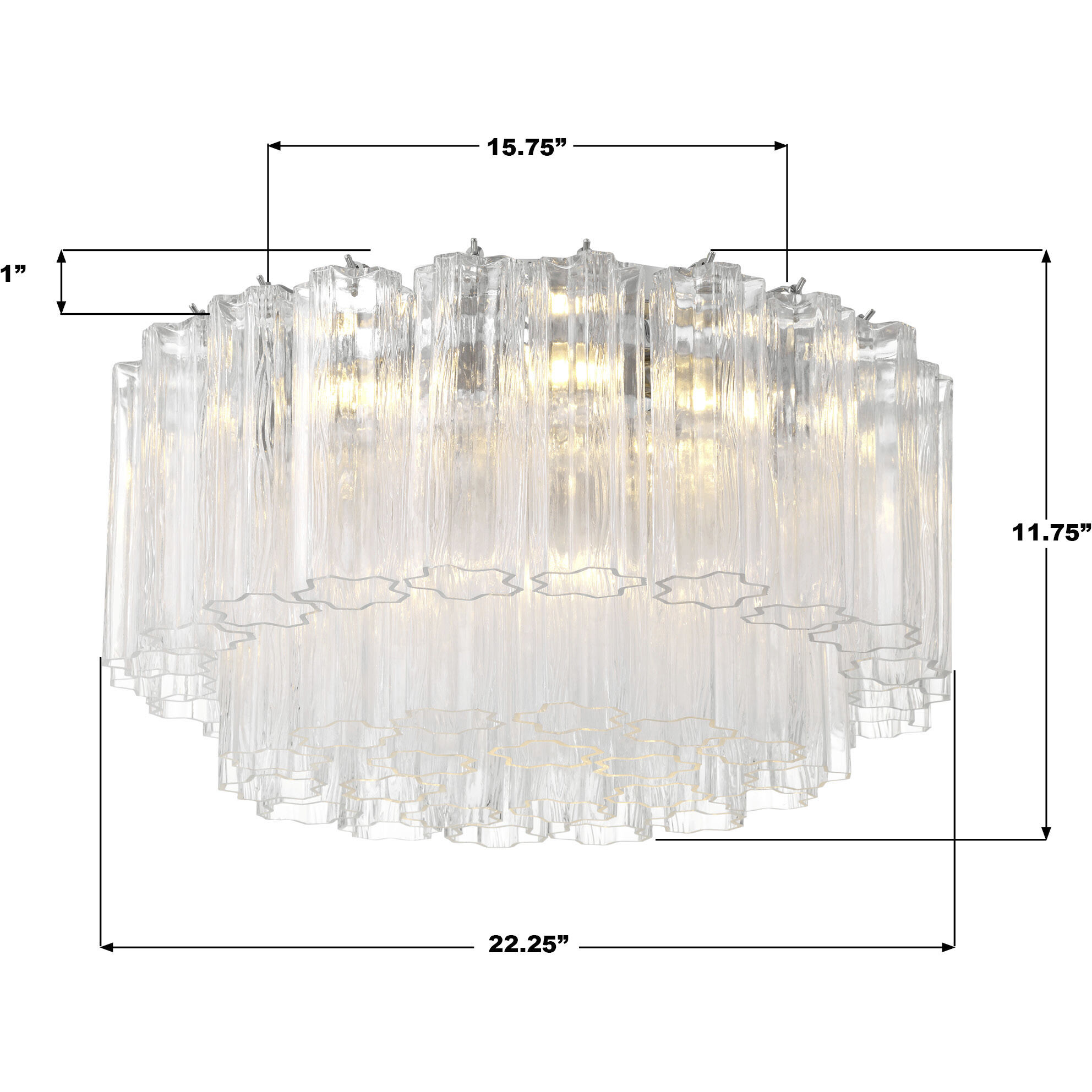 Addis 7 Light 22.25 inch Polished Chrome Flush Ceiling Light in Tronchi Glass Clear