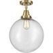 Beacon LED 12 inch Antique Brass Flush Mount Ceiling Light in Seedy Glass