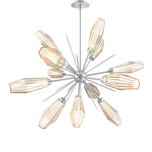 Aalto LED 37.7 inch Classic Silver Chandelier Ceiling Light in 3000K LED, Optic Rib Amber, Starburst