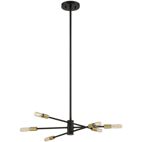 Lyrique 6 Light 21.75 inch Bronze with Brass Accents Chandelier Ceiling Light