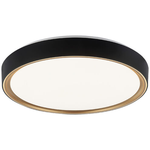 Alamus LED 19.13 inch Aged Gold Brass and Matte Black Flush Mount Ceiling Light in Black and Gold