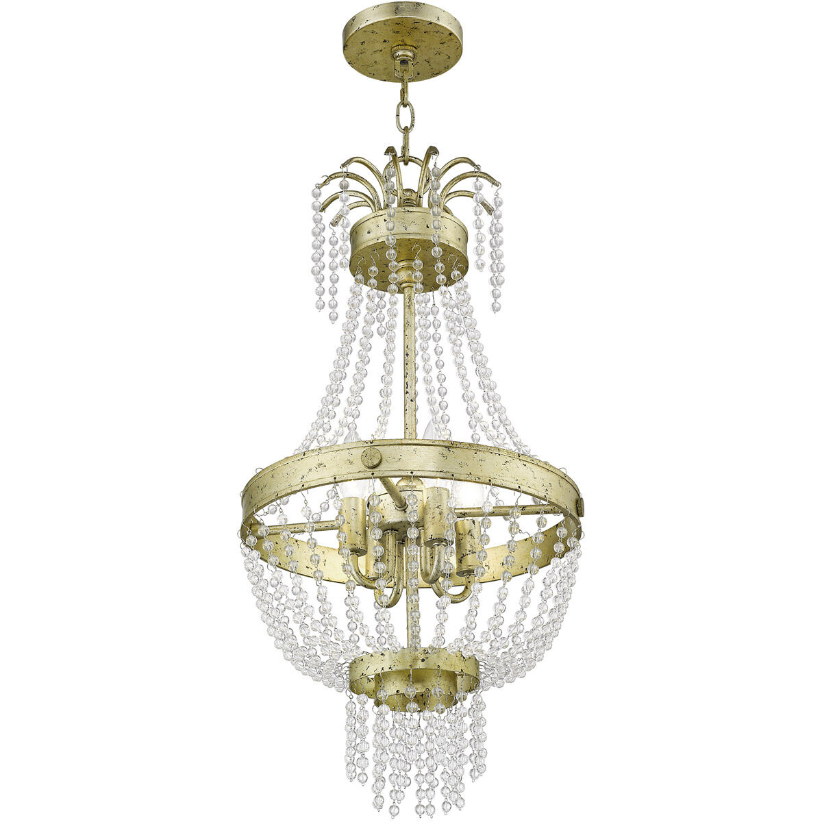 Valentina 4 Light 13 inch Hand Applied Winter Gold Pendant Ceiling Light