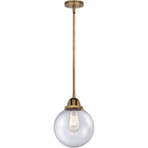 Nouveau 2 Beacon 1 Light 8 inch Brushed Brass Mini Pendant Ceiling Light in Incandescent, Seedy